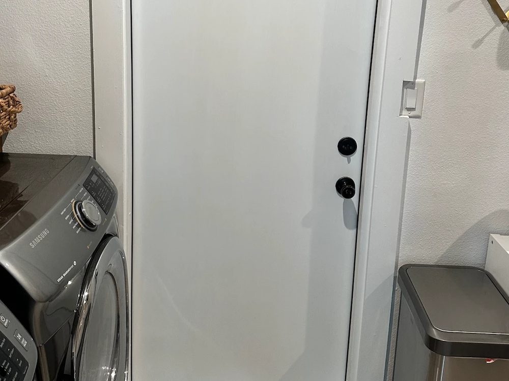 Exterior door installed in a Dallas laundry room